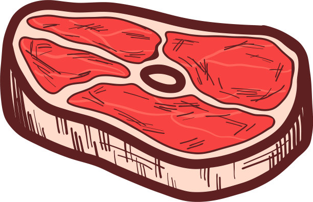 猪肉牛排图标手绘风格图片下载