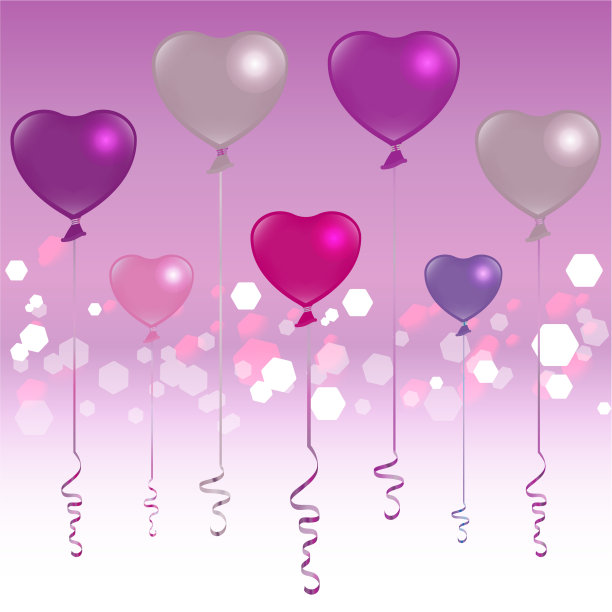 情人节，银色粉色和紫色气球上图片下载