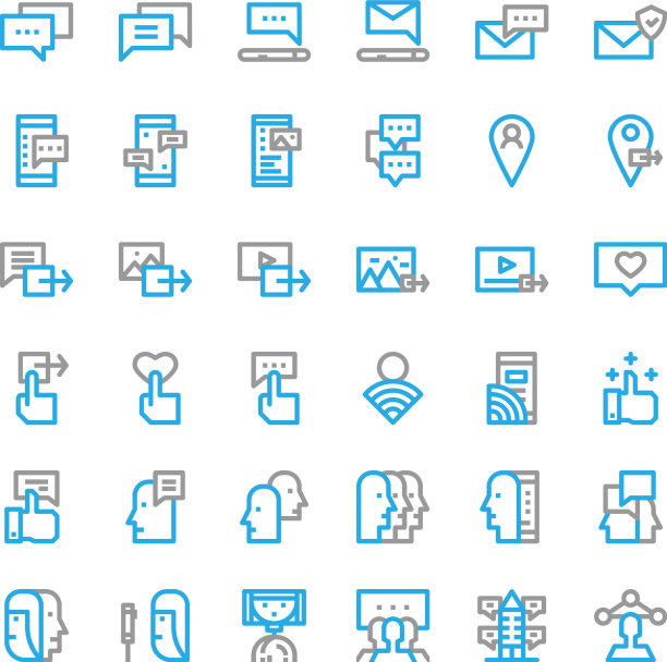 社交网络媒体细线图标集图片下载