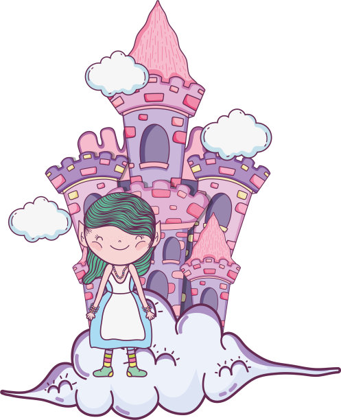 可爱的云中城堡小仙女图片下载