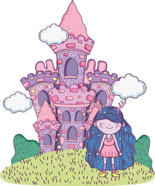可爱的小仙女和城堡的性格图片下载