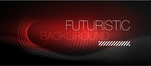 黑色抽象背景与发光的霓虹灯圈图片下载