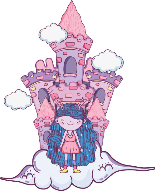 可爱的云中城堡小仙女图片下载
