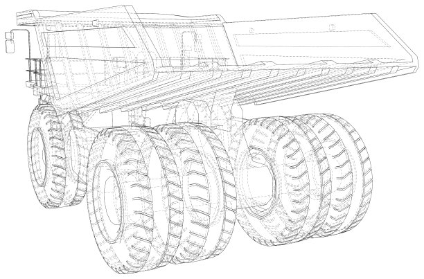 重型自卸车翻车机在白色上图片下载
