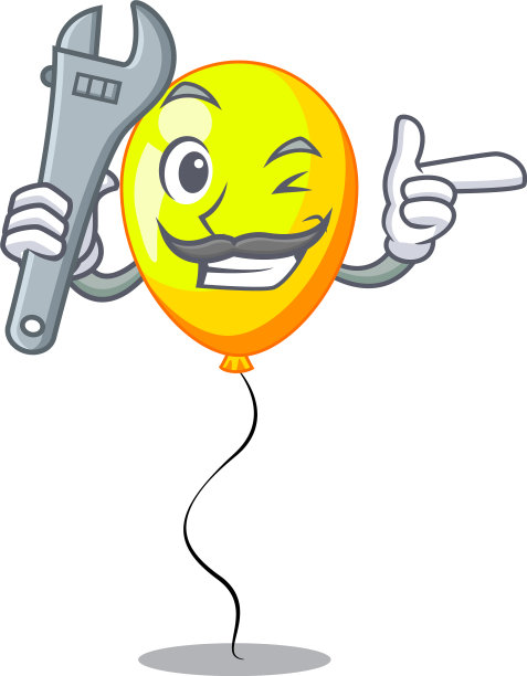 机械黄色气球被隔离为吉祥物图片下载