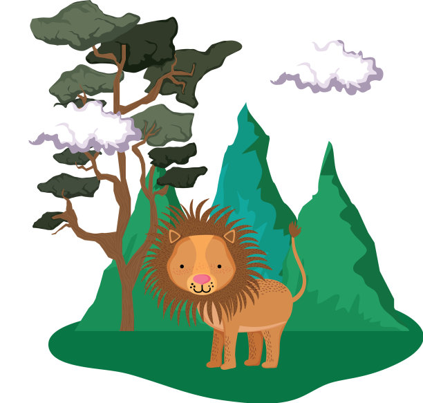 可爱的狮子在风景图片下载