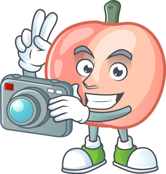 摄影师把整个桃子卡通为健康水果图片下载