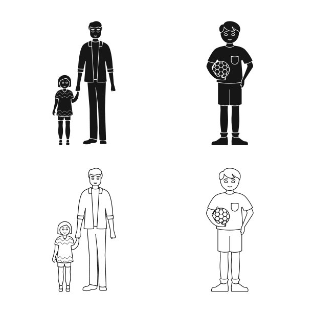 孤立的对象人物和头像图标集图片下载