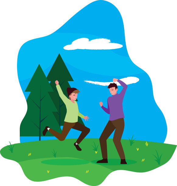 快乐的年轻夫妇在营地庆祝图片下载