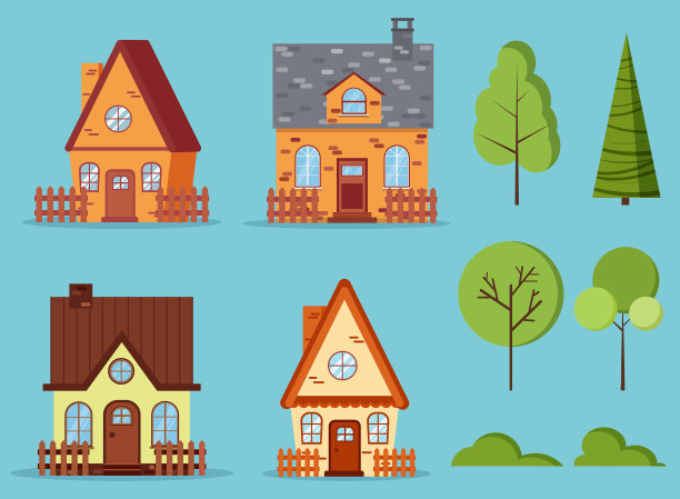 孤立的农村农场设置红砖和黄色图片下载