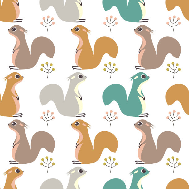 无缝模式与松鼠和浆果图片下载