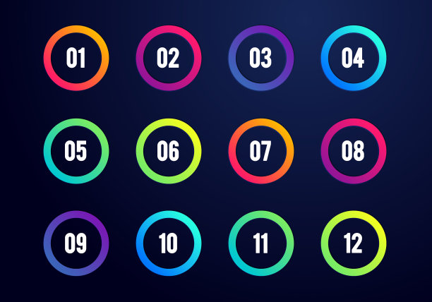 创意数字项目点设置为1到12图片下载