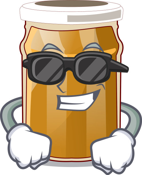 卡通桌上放着超级酷的杏仁黄油图片下载