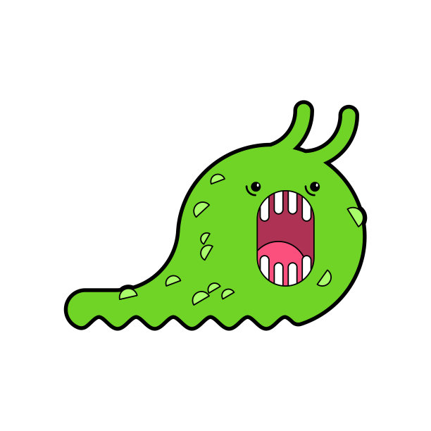 绿色蛞蝓齿毛毛虫卡通风格图片下载