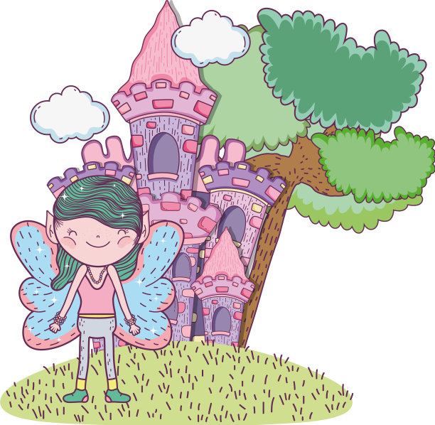 可爱的小仙女和城堡的性格图片下载