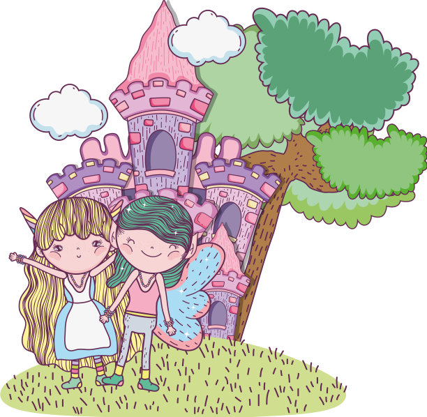 可爱的小仙女和城堡图片下载