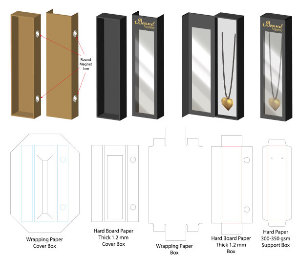 盒包装模切模板设计三维模型图片下载