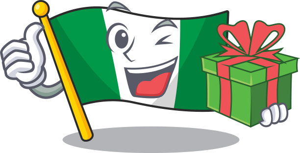 以礼品旗尼日利亚造型的卡通吉祥物图片下载