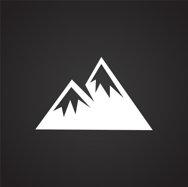 山图标在黑色背景的图形和图片下载