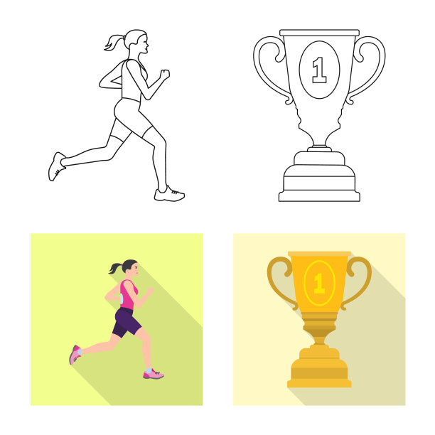 设计运动和获胜者的图标集图片下载