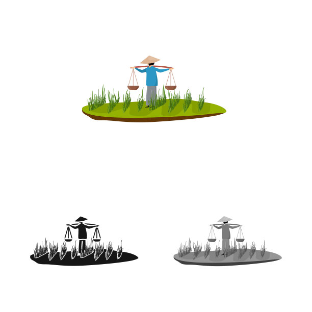 设计水稻和稻田标志集水稻图片下载