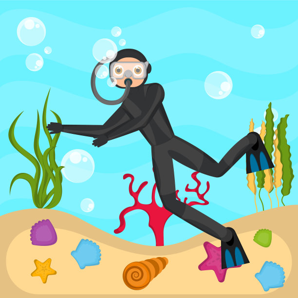 在海里潜水的人图片下载