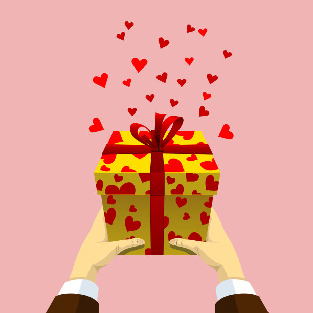 男人手里拿着的礼物盒，里面有飞翔的心图片下载