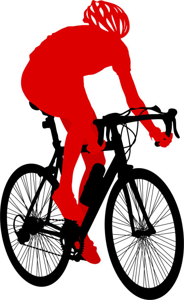 一个骑自行车的男性在白色背景上的剪影图片下载