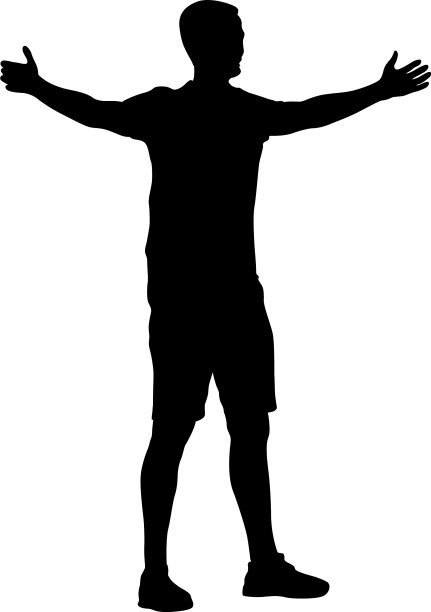 黑色的剪影，一个人的手臂高举在白色的图片下载