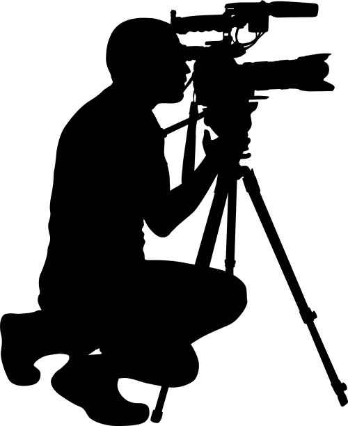 摄影师用摄像机在白色上拍摄剪影图片下载