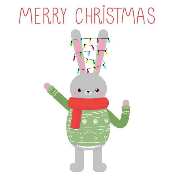 明亮可爱的卡通兔子圣诞节图片下载