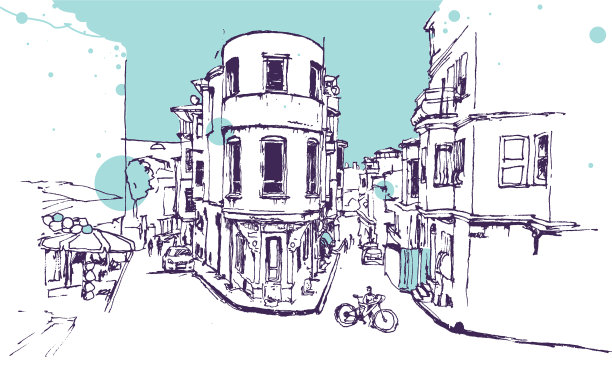 伊斯坦布尔巴拉特区素描图片下载