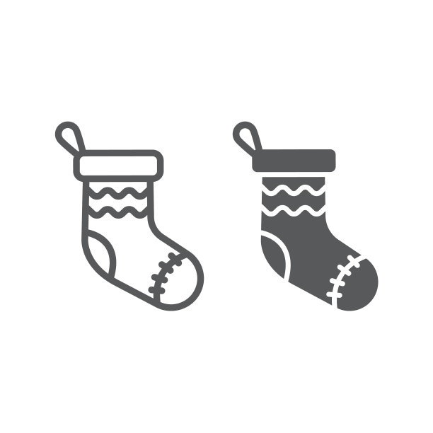圣诞袜线和字形图标装饰和新的图片下载