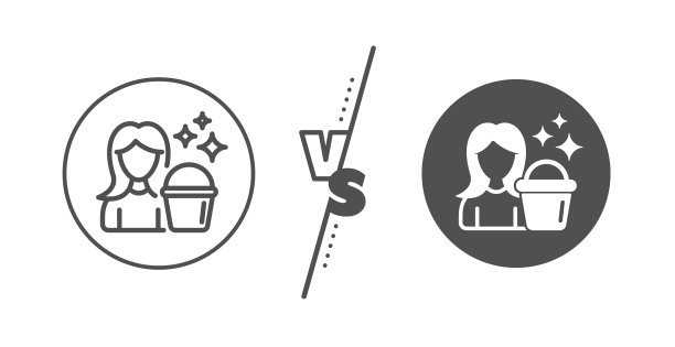 清洁服务线路图标女人与水桶图片下载