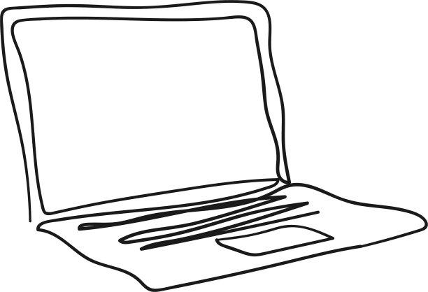 笔记本电脑与一个连续的单线艺术图片下载