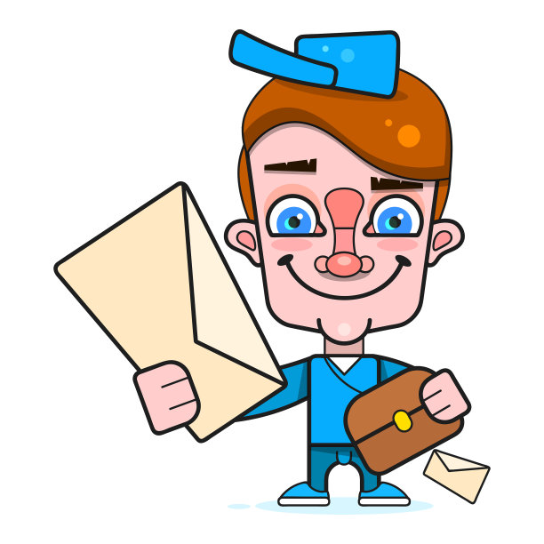 男孩邮差在平面风格的平面卡通图片下载