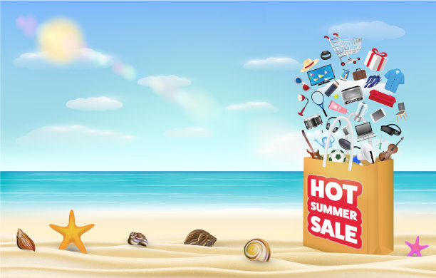 炎热的夏季销售购物袋图片下载