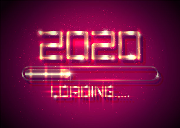 黄金2020年新年快乐与加载图标黄金图片下载