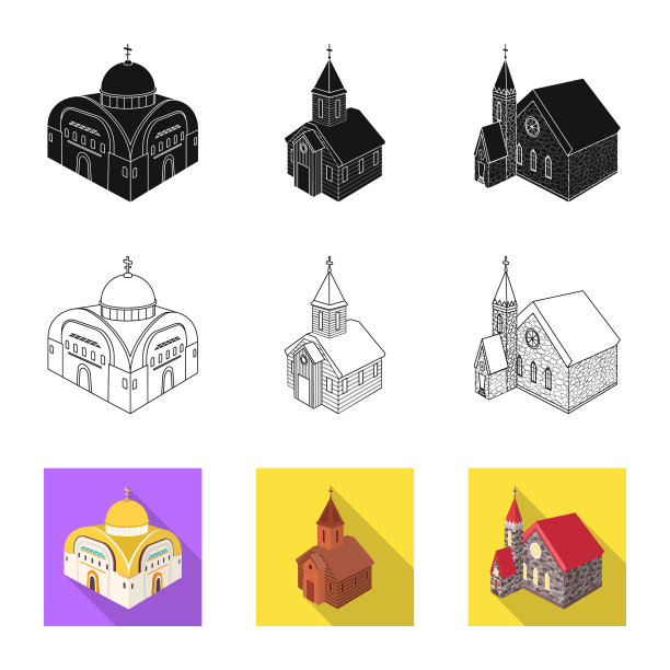 设计寺庙和历史符号集图片下载