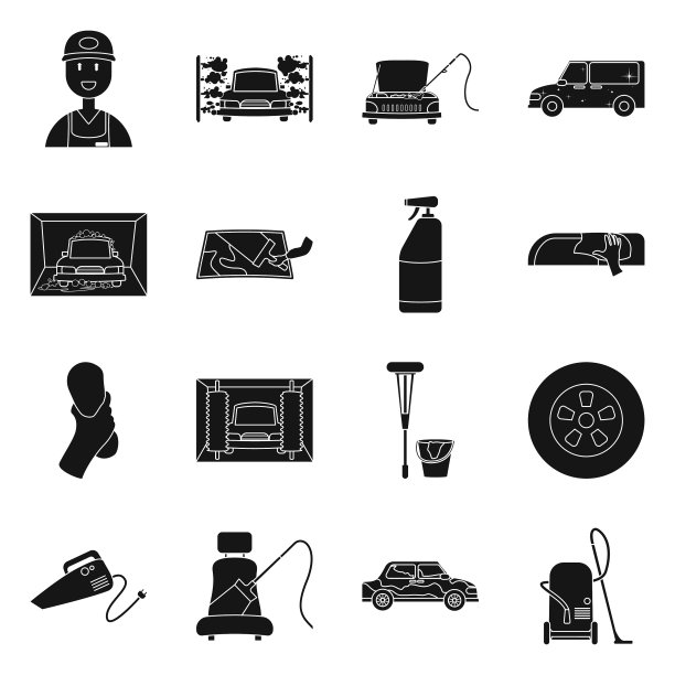 设计洗车和护理标志集合图片下载