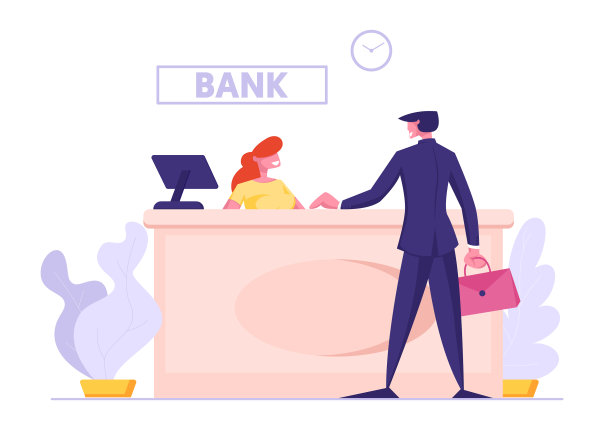 女银行操作员角色坐在办公桌前图片下载