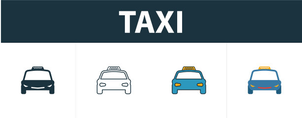 出租车图标设置四个不同的简单符号图片下载