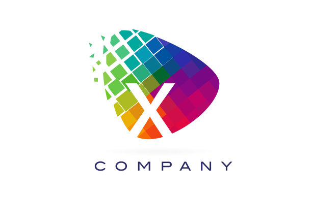字母x彩色彩虹标志设计图片下载
