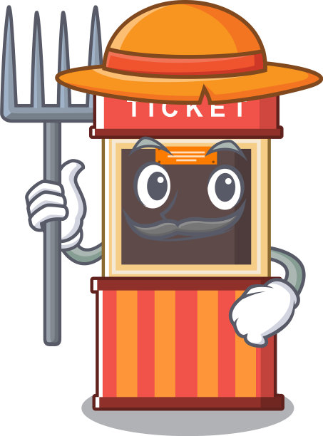 农民票务亭边吉祥物桌图片下载