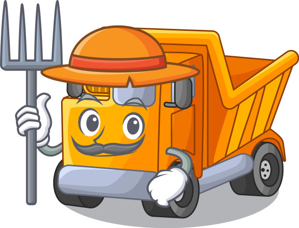 农民卡通卡车在桌子上学习图片下载