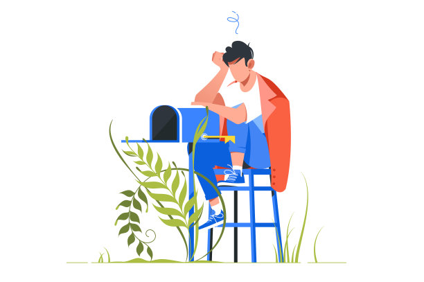 英俊的男人担心缺少邮件图片下载