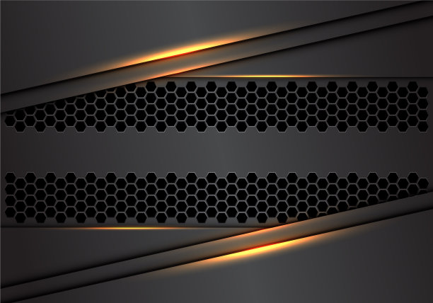 抽象灰色金属网格与六边形重叠图片下载