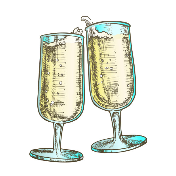 两个优雅的香槟酒杯颜色图片下载