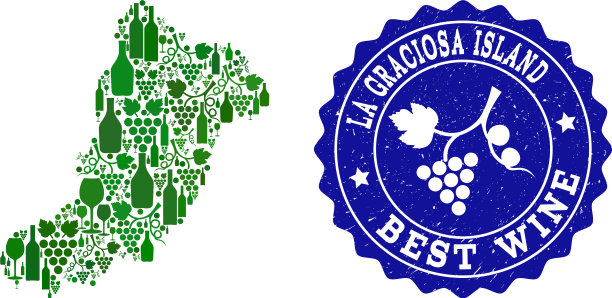 格拉希奥萨岛的葡萄酒拼贴图图片下载