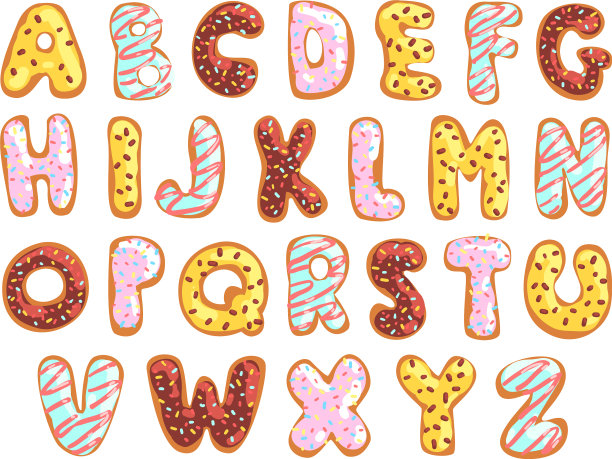 甜饼干英文字母可食用面包房图片下载